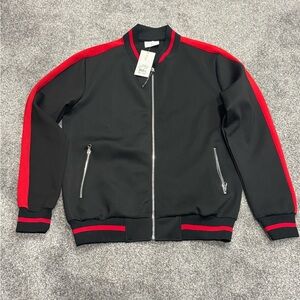 Stylish Black and Red Bomber Jacket